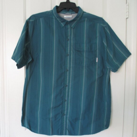 Columbia Mens S/S Emerald Green Nylon Vented Back Active Shirt - Picture 1 of 2